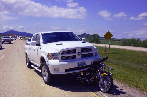 truck bites bike sturgis 2015